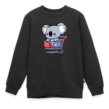 Ours koala mignon dans le panier - Sweat Premium enfant bio - noir - Devant - AI Model Kid Female (0cm)