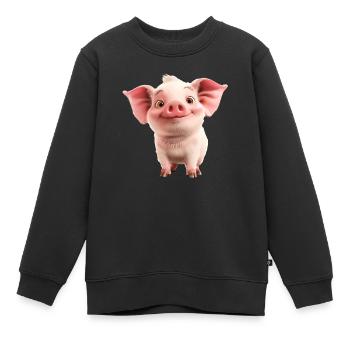 Kleines süßes Ferkel - Kinder Premium Organic Sweatshirt - Schwarz - Vorne - AI Model Kid Female (0cm)