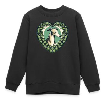Lévrier - Sweat Premium enfant bio - noir - Devant - AI Model Kid Female (0cm)