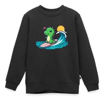 Designs For Kids – Lustige Dinosaurier - Kinder Premium Organic Sweatshirt - Schwarz - Vorne - AI Model Kid Female (0cm)