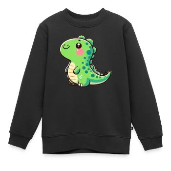 Designs For Kids – Lustige Dinosaurier - Kinder Premium Organic Sweatshirt - Schwarz - Vorne - AI Model Kid Female (0cm)
