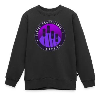 Logo with gradient background. - Kids Premium Organic Sweatshirt - black - Front - AI Model Kid Female (0cm)