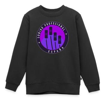 Logo mit violettem Hintergrund. - Kinder Premium Organic Sweatshirt - Schwarz - Vorne - AI Model Kid Female (0cm)
