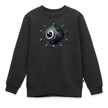 Roboter mit vielen Beinen und einem Auge - Kinder Premium Organic Sweatshirt - Schwarz - Vorne - AI Model Kid Female (0cm)