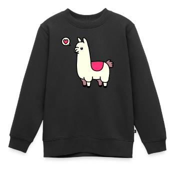 Lama - Sweat Premium enfant bio - noir - Devant - AI Model Kid Female (0cm)