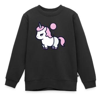 Licorne avec ballon - Sweat Premium enfant bio - noir - Devant - AI Model Kid Female (0cm)