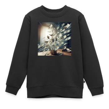 Gain automatique - Passif - Sweat Premium enfant bio - noir - Devant - AI Model Kid Female (0cm)