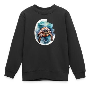 Meers Schildkröte unter Wasser - Kinder Premium Organic Sweatshirt - Schwarz - Vorne - AI Model Kid Female (0cm)