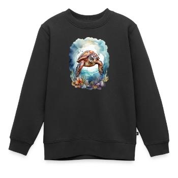 Meers Schildkröte unter Wasser - Kinder Premium Organic Sweatshirt - Schwarz - Vorne - AI Model Kid Female (0cm)