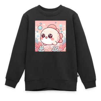 Kawaii Fisch - Kinder Premium Organic Sweatshirt - Schwarz - Vorne - AI Model Kid Female (0cm)