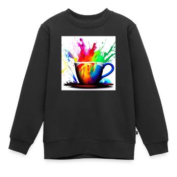 Kaffeetassen bunt 9 - Kinder Premium Organic Sweatshirt - Schwarz - Vorne - AI Model Kid Female (0cm)