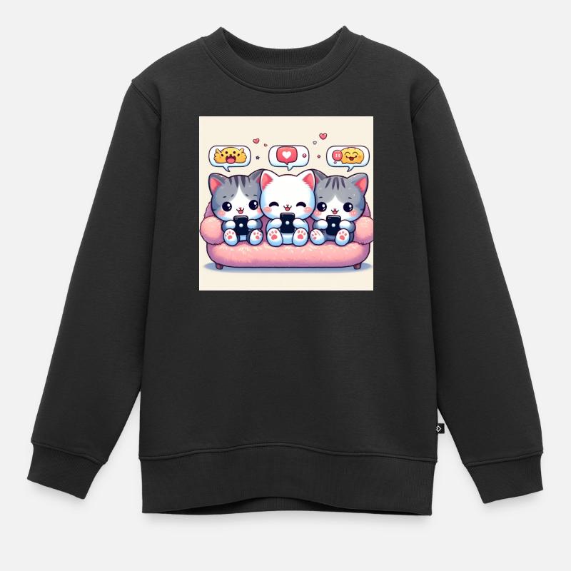 chatons mignons - Sweat Premium enfant bio - noir