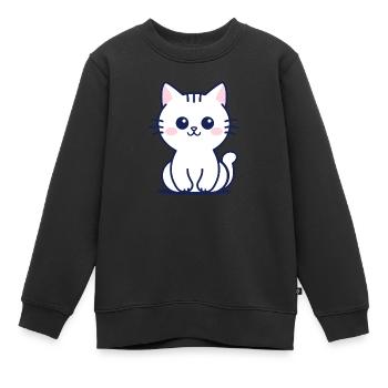 Katze - Kinder Premium Organic Sweatshirt - Schwarz - Vorne - AI Model Kid Female (0cm)