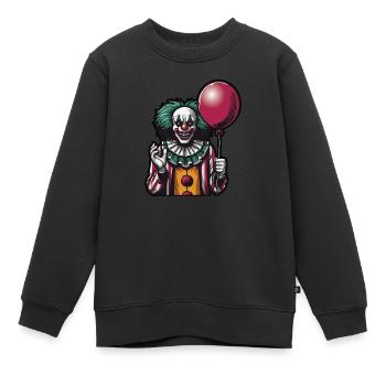 Gruseliger Cartoon-Clown mit roten Haaren und gruseligem Lächeln - Kinder Premium Organic Sweatshirt - Schwarz - Vorne - AI Model Kid Female (0cm)