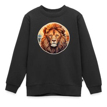 Löwe in der Savanne - Kinder Premium Organic Sweatshirt - Schwarz - Vorne - AI Model Kid Female (0cm)