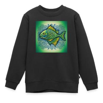 Sternzeichen Fisch - Kinder Premium Organic Sweatshirt - Schwarz - Vorne - AI Model Kid Female (0cm)