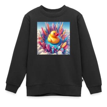 Baigner le canard dans un monde abstrait surréaliste - Sweat Premium enfant bio - noir - Devant - AI Model Kid Female (0cm)