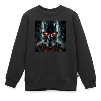 Cyborg aux yeux rouges, feu et étincelles - Sweat Premium enfant bio - noir - Devant - AI Model Kid Female (0cm)