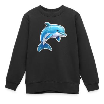 Delfin springend - Kinder Premium Organic Sweatshirt - Schwarz - Vorne - AI Model Kid Female (0cm)