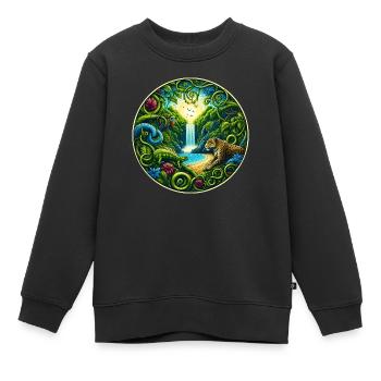 Cascade dans la forêt tropicale - Sweat Premium enfant bio - noir - Devant - AI Model Kid Female (0cm)