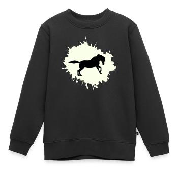 pferd klecks - Kinder Premium Organic Sweatshirt - Schwarz - Vorne - AI Model Kid Female (0cm)