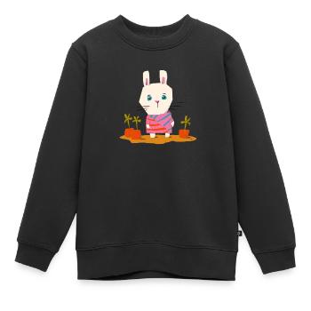Petite fille lapin - Sweat Premium enfant bio - noir - Devant - AI Model Kid Female (0cm)