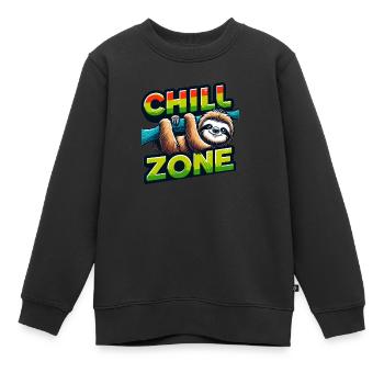 Un paresseux détendu suspendu à une branche - Sweat Premium enfant bio - noir - Devant - AI Model Kid Female (0cm)