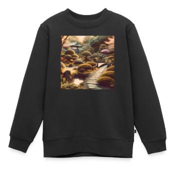 Japan Vintage Büsche Pfad - Kinder Premium Organic Sweatshirt - Schwarz - Vorne - AI Model Kid Female (0cm)