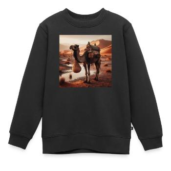echtes Kamel in der Wüste A7 - Kinder Premium Organic Sweatshirt - Schwarz - Vorne - AI Model Kid Female (0cm)