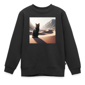 Eine echte Katze in der Wüste 4 - Kinder Premium Organic Sweatshirt - Schwarz - Vorne - AI Model Kid Female (0cm)