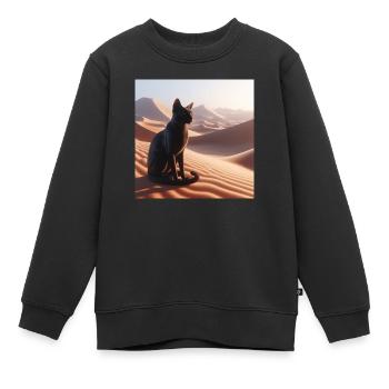 Eine echte Katze in der Wüste 1 - Kinder Premium Organic Sweatshirt - Schwarz - Vorne - AI Model Kid Female (0cm)