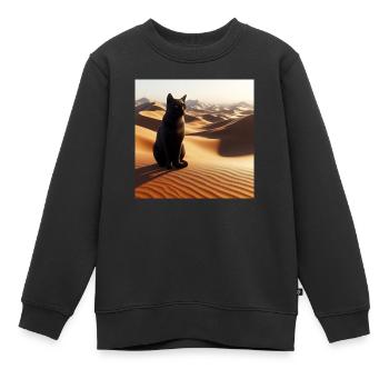 Eine echte Katze in der Wüste 3 - Kinder Premium Organic Sweatshirt - Schwarz - Vorne - AI Model Kid Female (0cm)