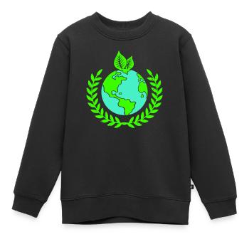 Couronne de terre - Sweat Premium enfant bio - noir - Devant - AI Model Kid Female (0cm)