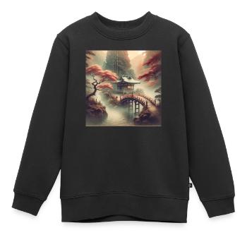Japan Vintage Teepavilion Brücke - Kinder Premium Organic Sweatshirt - Schwarz - Vorne - AI Model Kid Female (0cm)