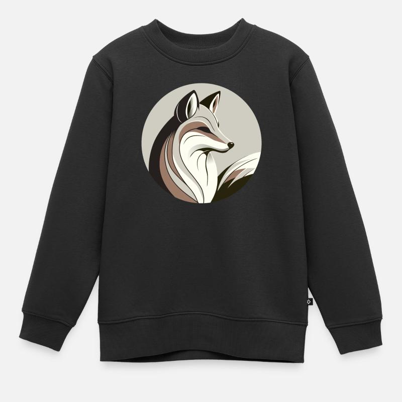 Fox in a circle - Kids Premium Organic Sweatshirt - black