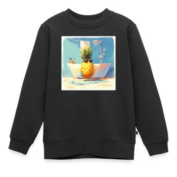 Drôle d’ananas prend une douche - Sweat Premium enfant bio - noir - Devant - AI Model Kid Female (0cm)