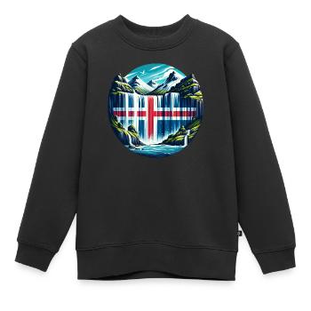 iceland Island 4 - Kinder Premium Organic Sweatshirt - Schwarz - Vorne - AI Model Kid Female (0cm)