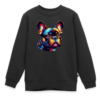Bouledogue français - Sweat Premium enfant bio - noir - Devant - AI Model Kid Female (0cm)