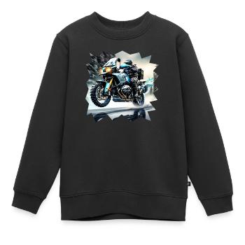 Surface de route mouillée de moto - Sweat Premium enfant bio - noir - Devant - AI Model Kid Female (0cm)