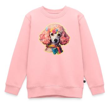 Tête de caniche avec accessoires - Sweat Premium enfant bio - rose - Devant - AI Model Kid Female (0cm)