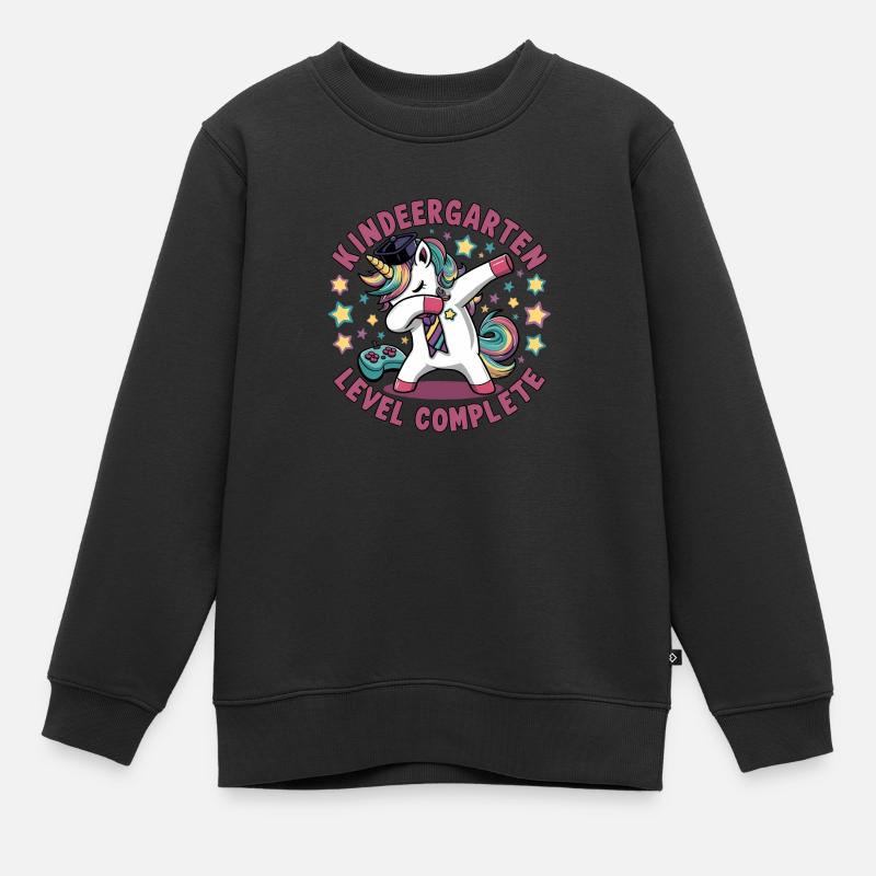 Kindergarten Level Complete - Einschulung - Kinder Premium Organic Sweatshirt - Schwarz