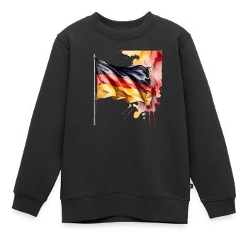Deutschland Flagge - Kinder Premium Organic Sweatshirt - Schwarz - Vorne - AI Model Kid Female (0cm)