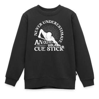 An Old Man With A Cue Stick Billiard Player Billar - Kinder Premium Organic Sweatshirt - Schwarz - Vorne - AI Model Kid Female (0cm)