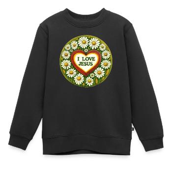 J’aime Jésus - Sweat Premium enfant bio - noir - Devant - AI Model Kid Female (0cm)