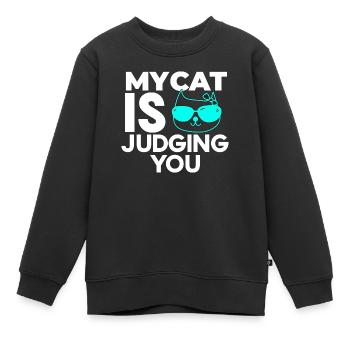 My Cat is Judging You - Kids Premium Organic Sweatshirt - black - Front - AI Model Kid Female (0cm)