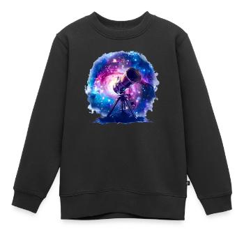 Astronomie mit Teleskopen ist Horizonterweiterung - Kinder Premium Organic Sweatshirt - Schwarz - Vorne - AI Model Kid Female (0cm)