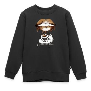 Cappuccino Lover - Kids Premium Organic Sweatshirt - black - Front - AI Model Kid Female (0cm)