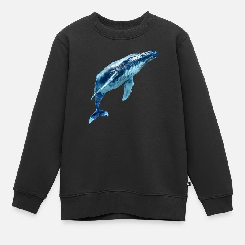 Les baleines à bosse sont des animaux intelligents et joueurs - Sweat Premium enfant bio - noir