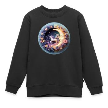 Mond rund - Kinder Premium Organic Sweatshirt - Schwarz - Vorne - AI Model Kid Female (0cm)