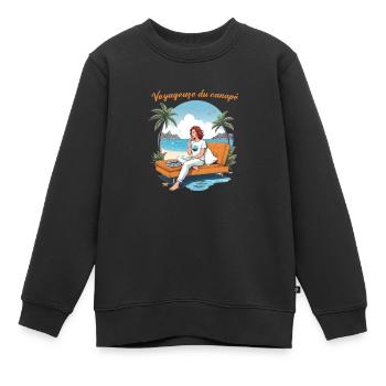 Voyageuse du Canapé - Sweat Premium enfant bio - noir - Devant - AI Model Kid Female (0cm)